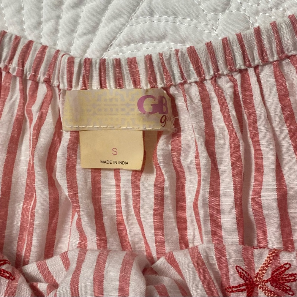 GB girls red & white stripe embroidered dress - Picture 7 of 8